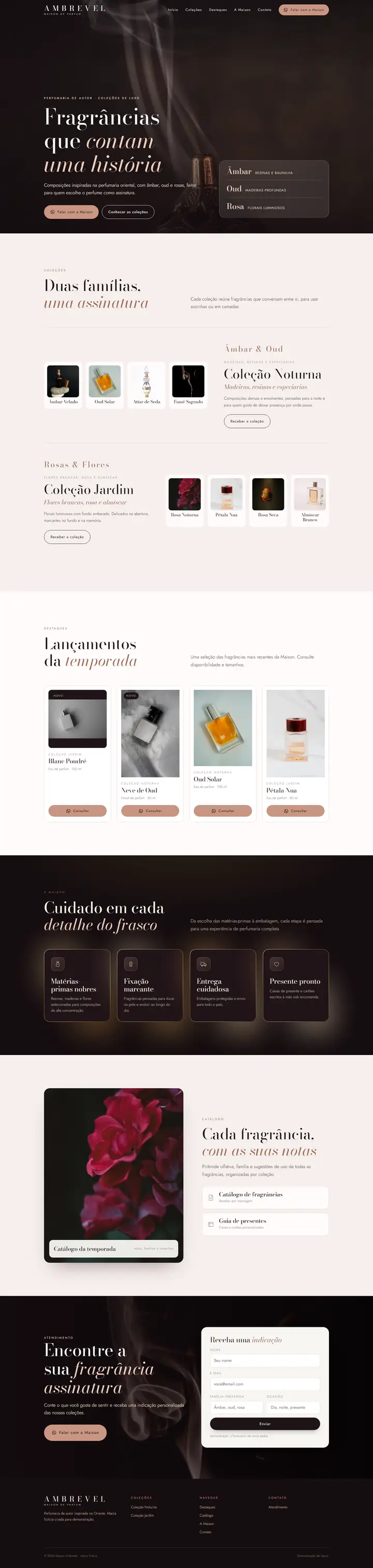Identidade visual · Site · Catálogo · Perfumaria de luxo