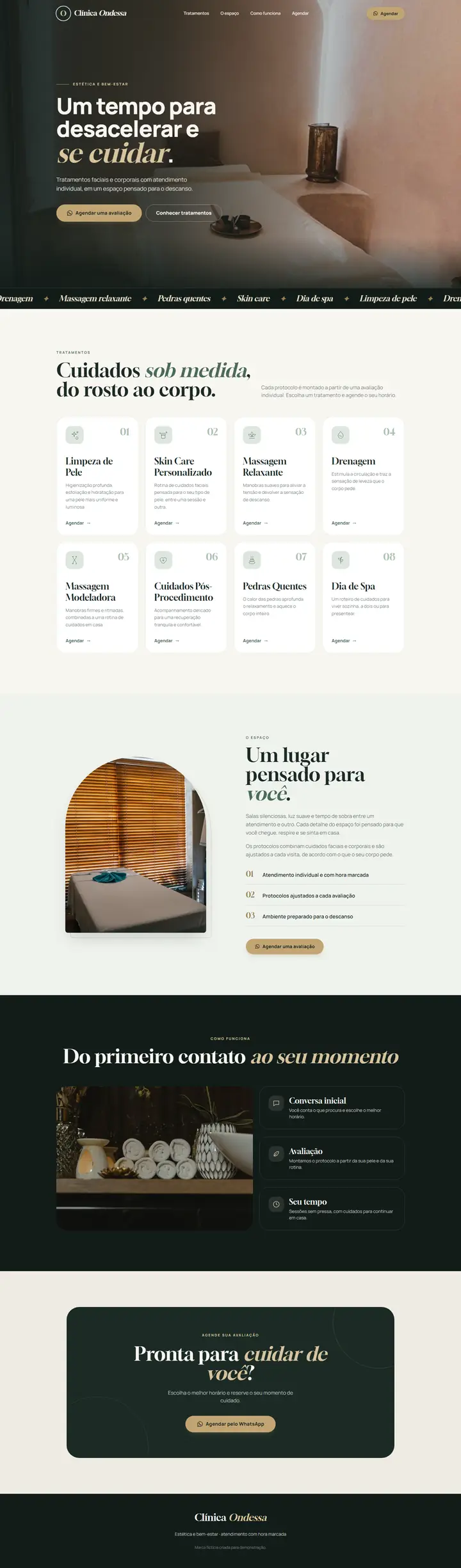 Site · Direção visual · Clínica de estética