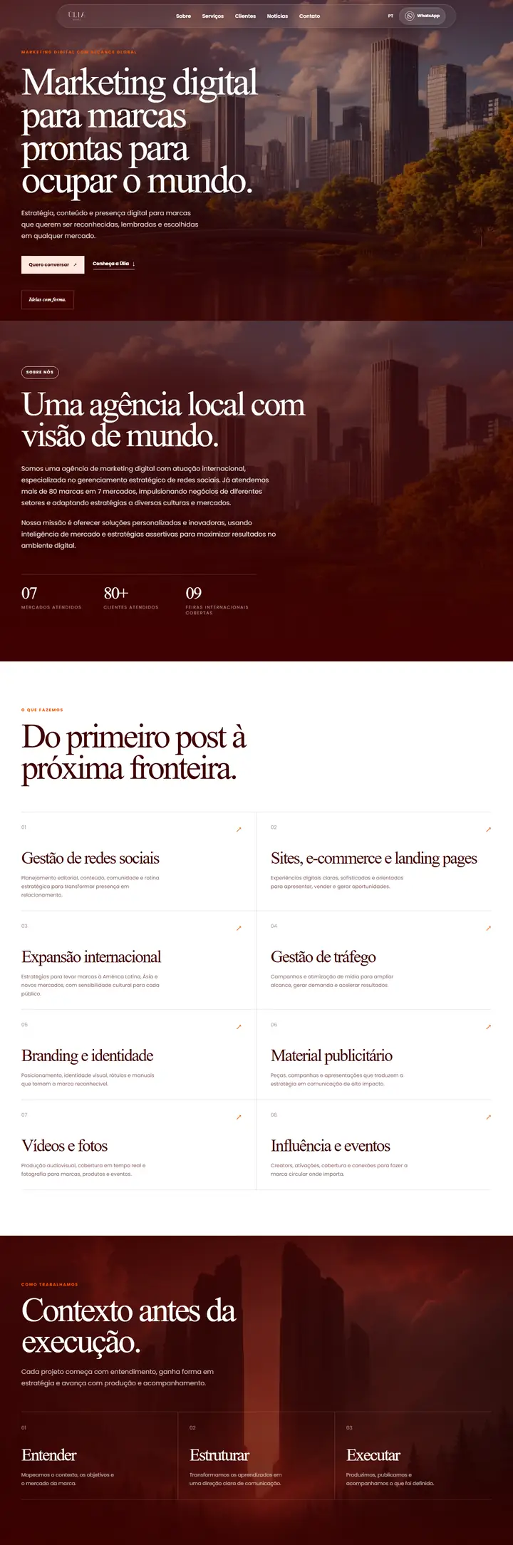 Marketing internacional · Site institucional · Ülia Media